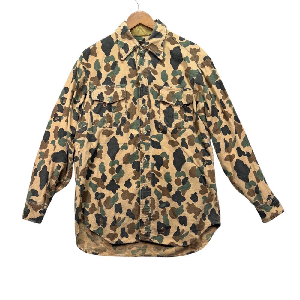 VTG Eddie Bauer Men's Outdoor Camo Flannel Button Up Shirt Made in USA Sz L 80's